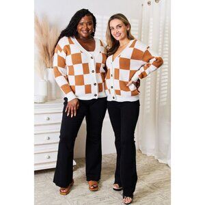 Double Take Button-Up V-Neck Dropped Shoulder Cardigan